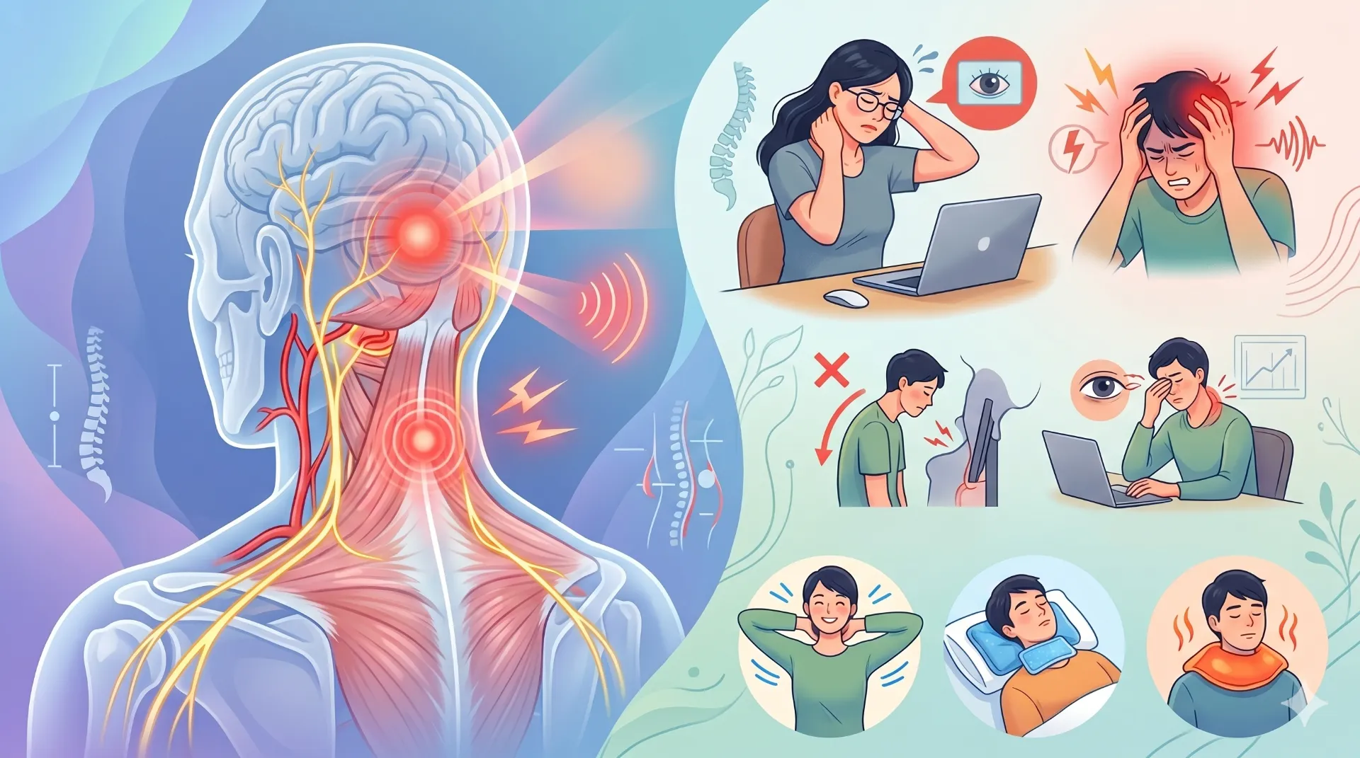 後頭部と首の付け根の頭痛の原因とは？症状と対処法を解説