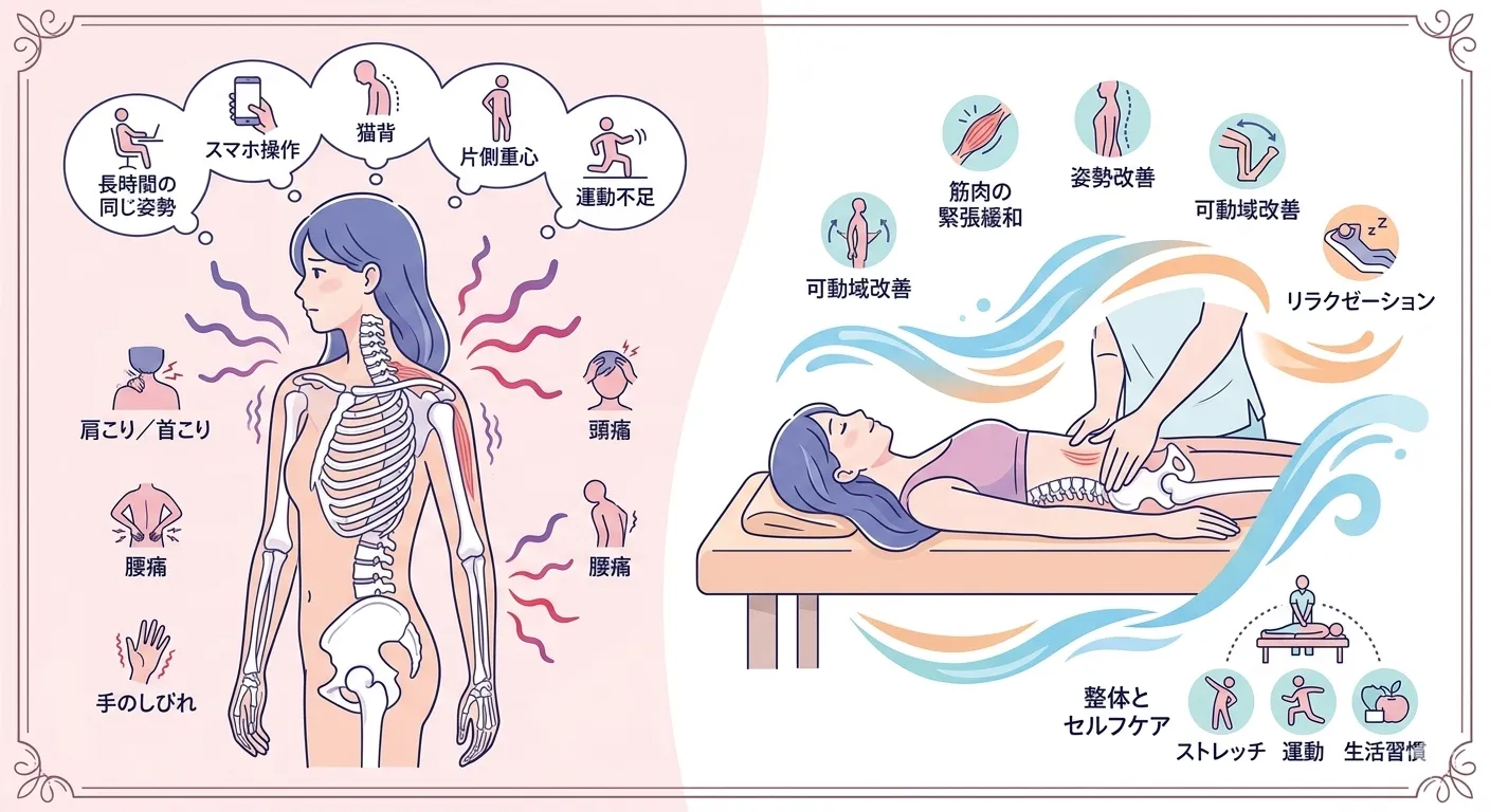 体のゆがみは整体で改善する?期待できる効果と注意点を解説