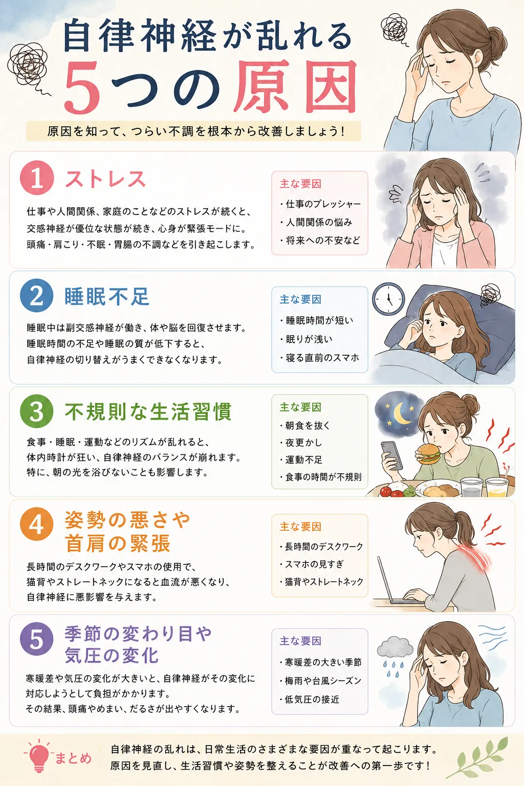 自律神経が乱れる5つの原因