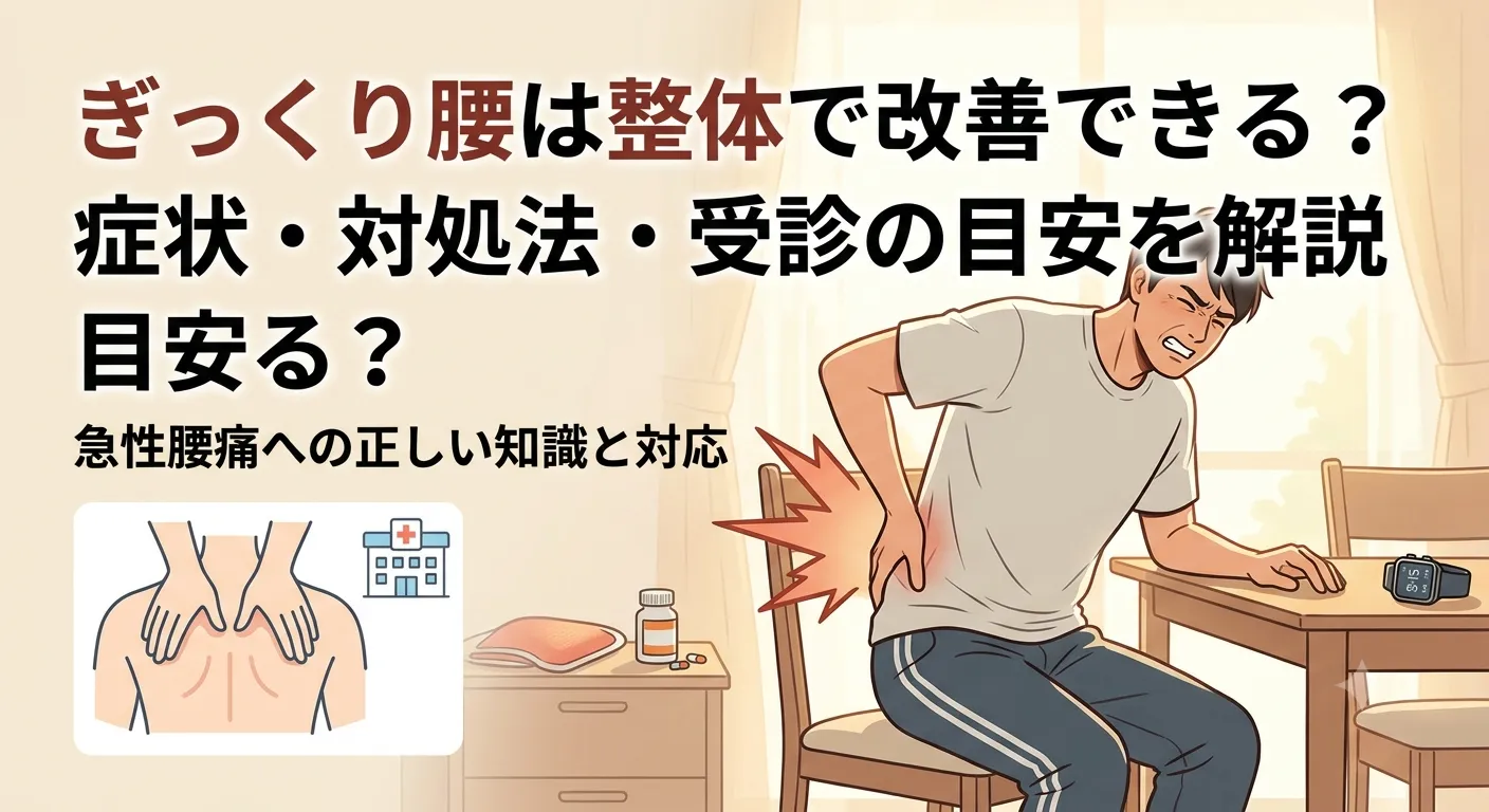 ぎっくり腰は整体で改善できる?症状・対処法・受診の目安を解説