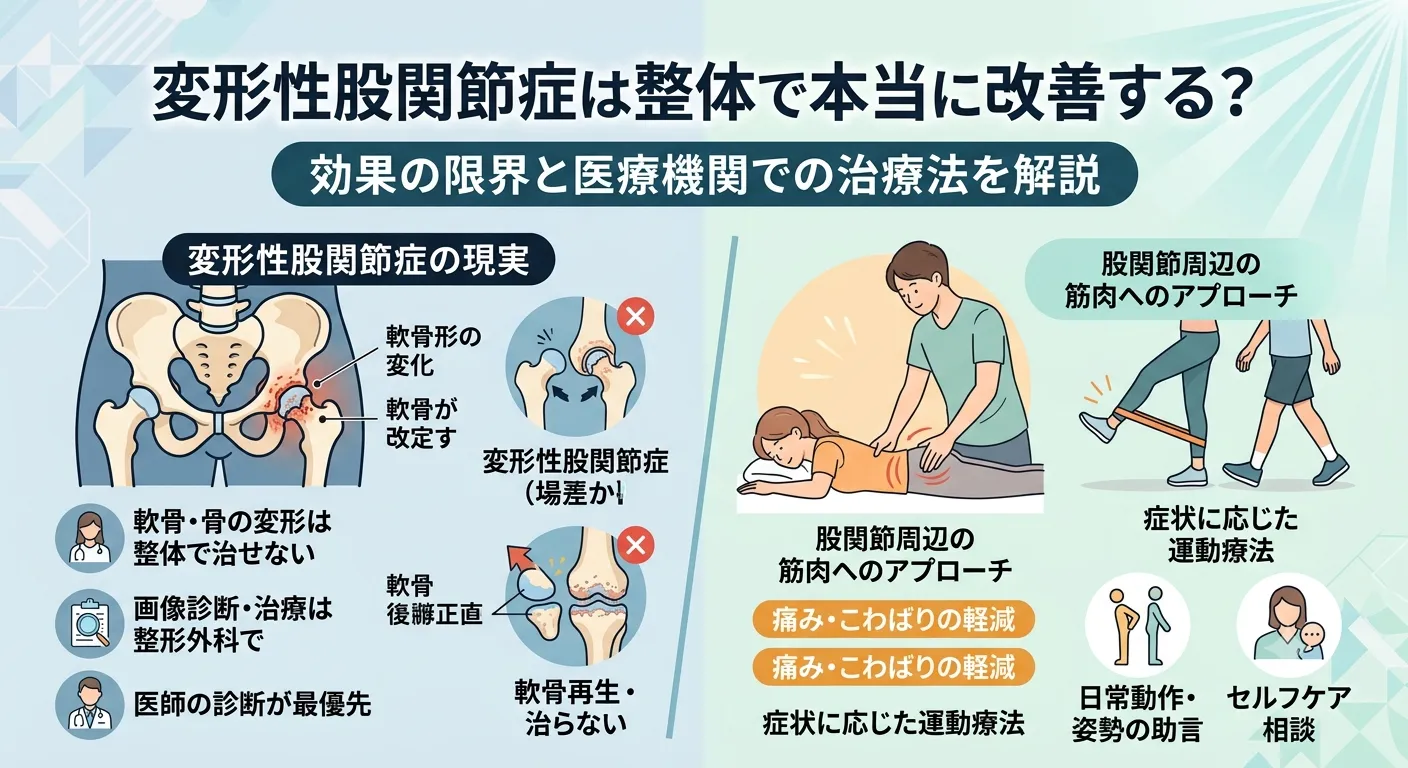 変形性股関節症は整体で本当に改善する?効果の限界と治療法を解説