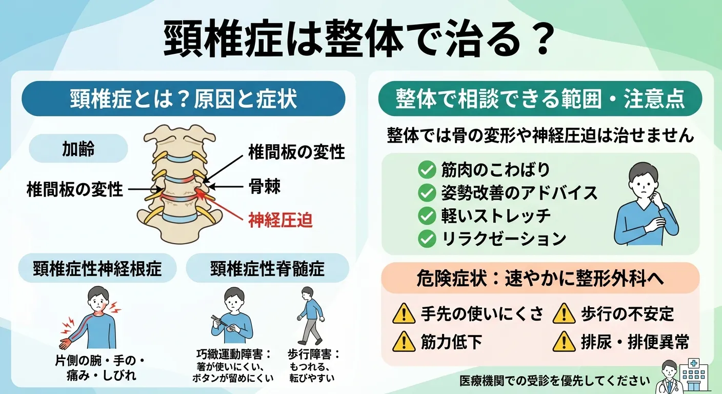 頚椎症は整体で治る？原因・症状・整体で相談できる範囲を解説